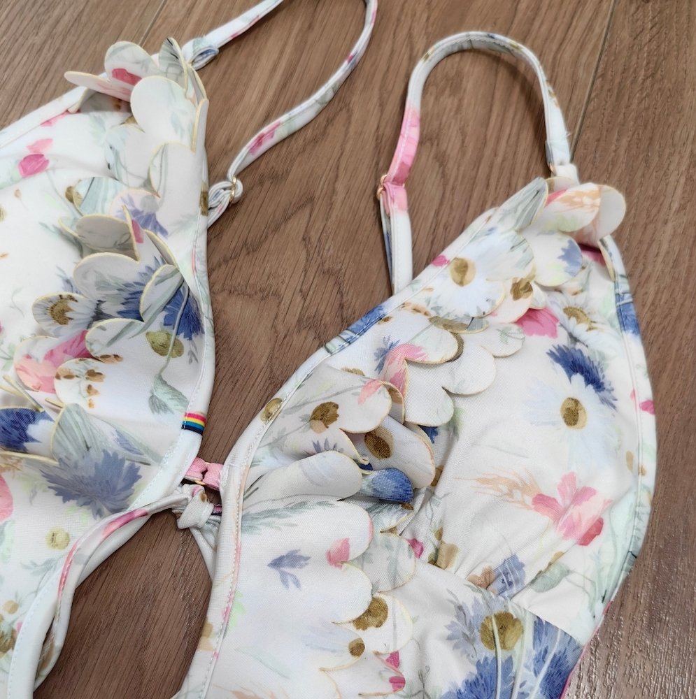 Zimmermann Lucky Waterfall Frill One Piece Swimsuit in Cream Bouquet Floral - Picture 6 of 8